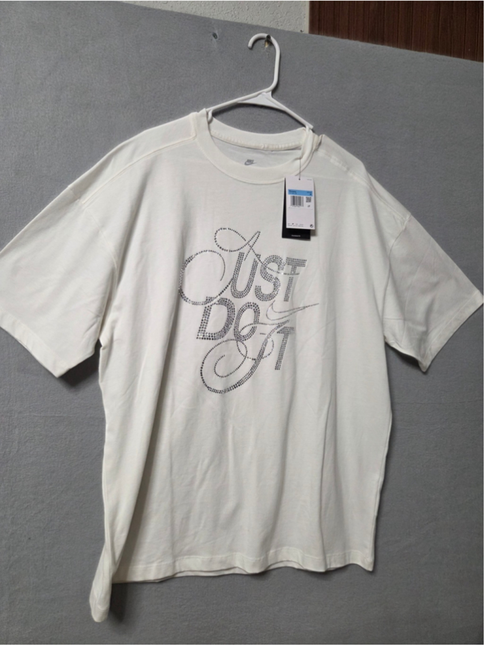 Women's Nike Just Do It Rhinestone Logo Tee White Size M